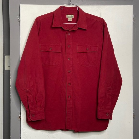 LL Bean Mens Chamois Long Sleeve Button Up Shirt XL Heavy Shacket Jacket Flannel - Picture 1 of 7